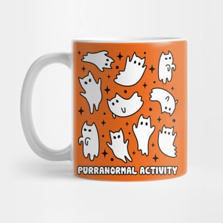 Cute Kawaii Ghost Cats Halloween Purranormal Activity Orange Mug